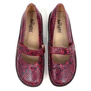 ALEGRIA  Leather Snake Skin Print Mary Jane Women's Clogs